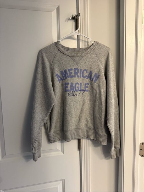 American Eagle Outfitters Sweaters - American Eagle Outfitters Heather Gray Crewneck Sweatshirt with Blue Logo